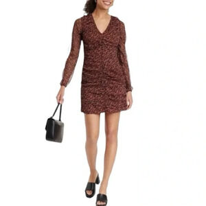 NWT Women’s Long Sleeved Ruched V Neck BodyCon Dress Size XS